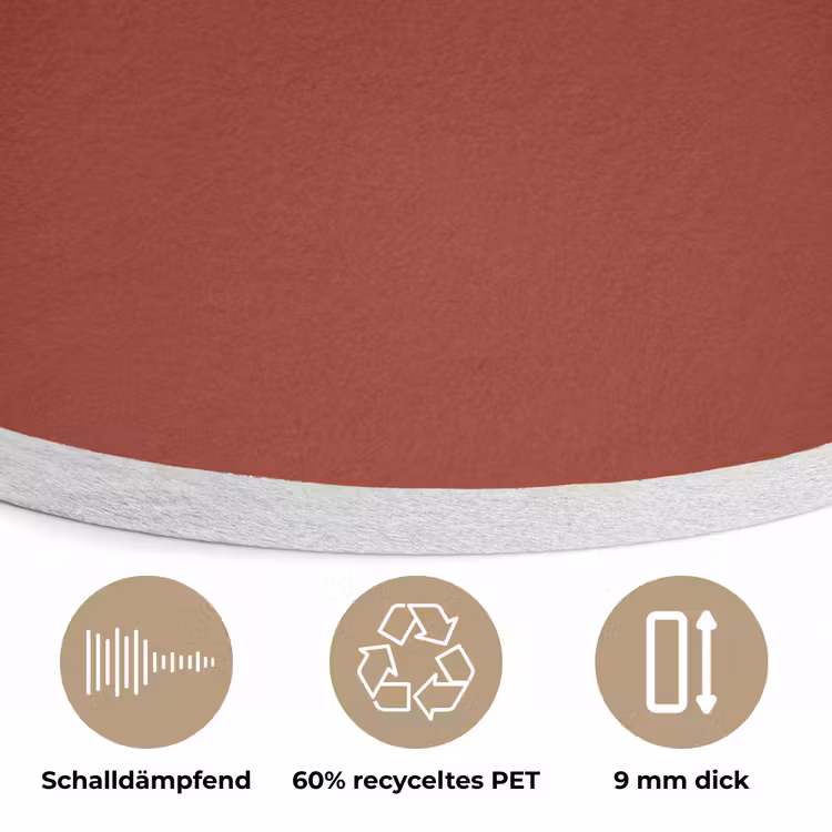 Burnt - Copper - Rood Akoestische PET Vilt - Rond klein 838 -closeup_DE