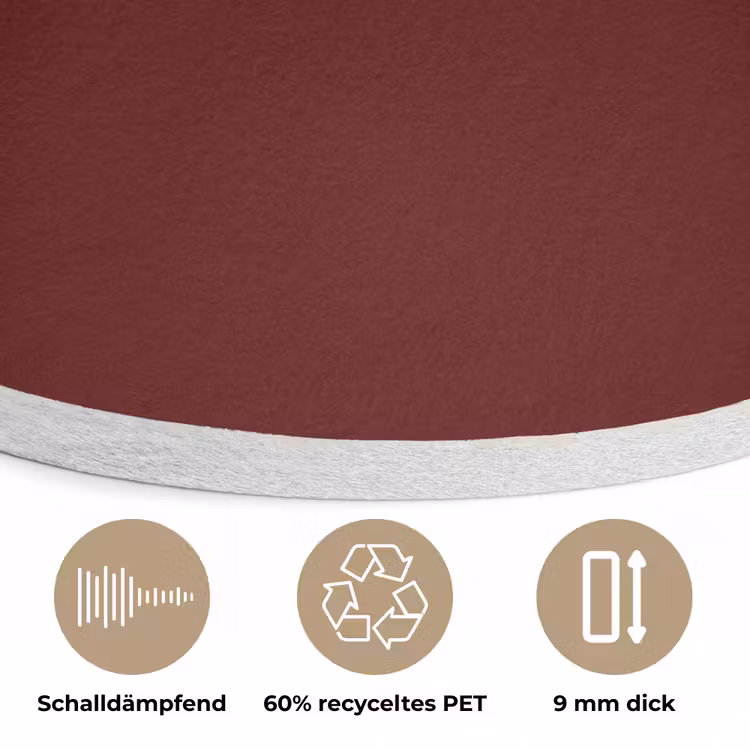 Burnt - Mahogany - Rood Akoestische PET Vilt - Rond klein 838 -closeup_DE