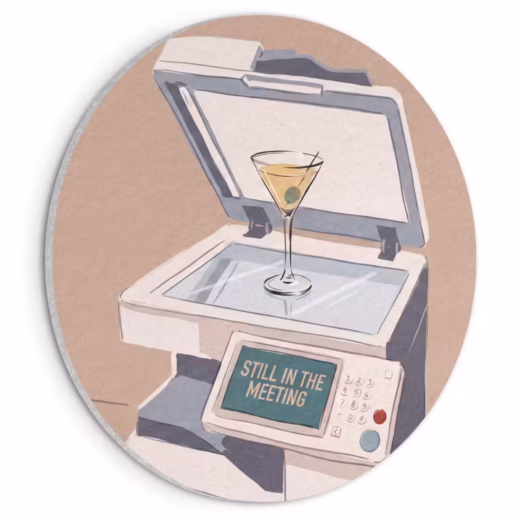 Kantoor - Drank - Humor - Illustratie Akoestische PET Vilt - Rond klein -3d