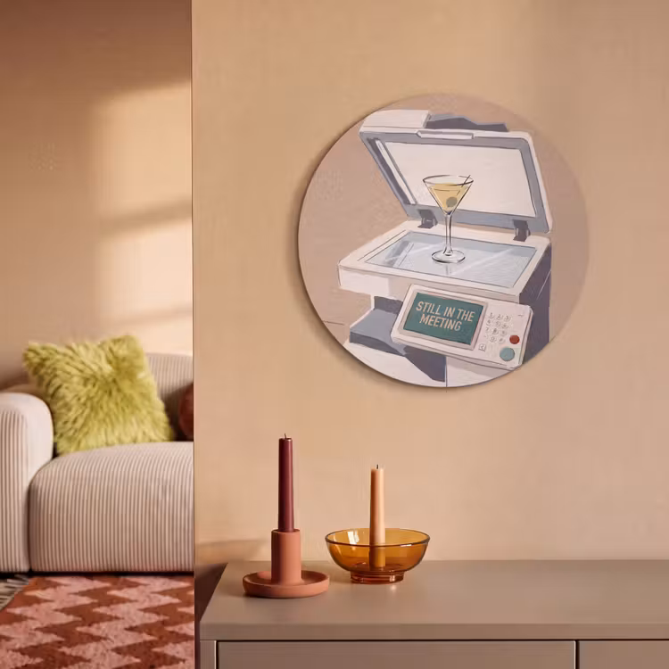 Kantoor - Drank - Humor - Illustratie Akoestische PET Vilt - Rond klein -sfeer1