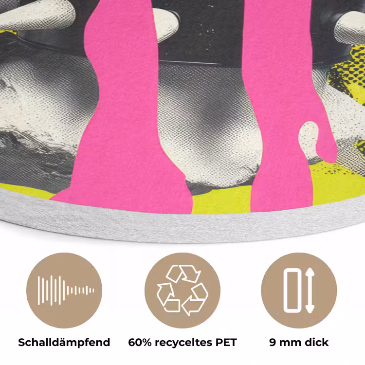 Buste - Verf - Geel Akoestische PET Vilt - Rond klein -closeup_DE