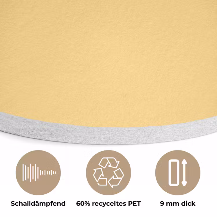 Butter - Geel - Yellow Akoestische PET Vilt - Rond klein 838 -closeup_DE