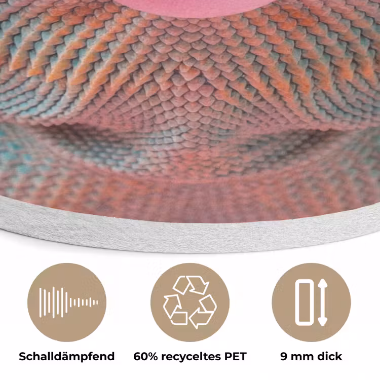 Kameleon - Kauwgom - Kleurrijk Akoestische PET Vilt - Rond klein -closeup_DE