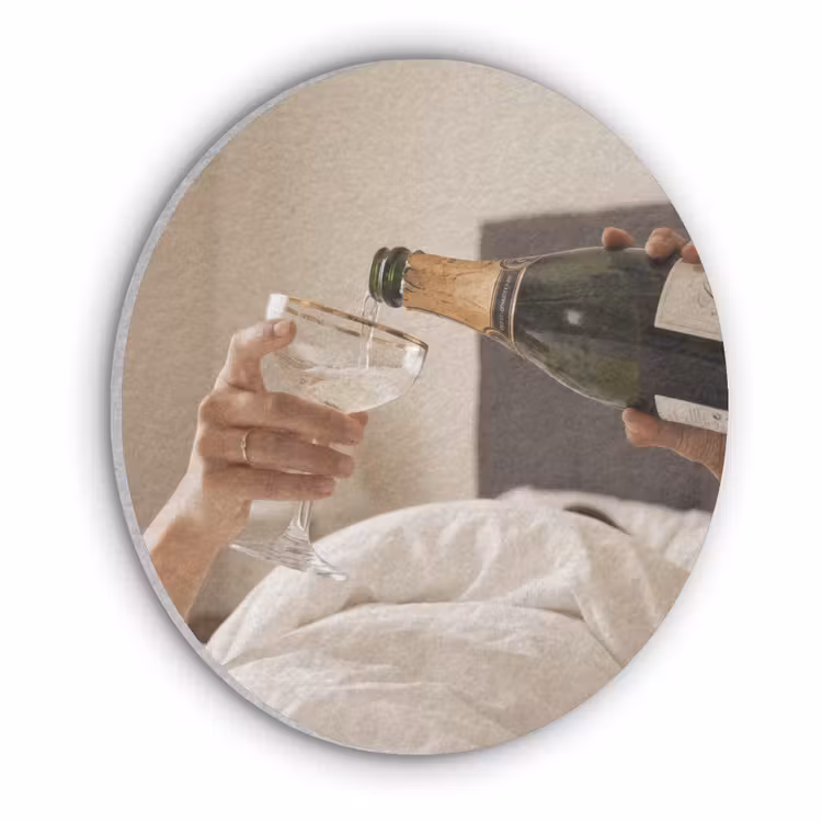 Champagne - Bed - Bubbels Akoestische PET Vilt - Rond klein -3d