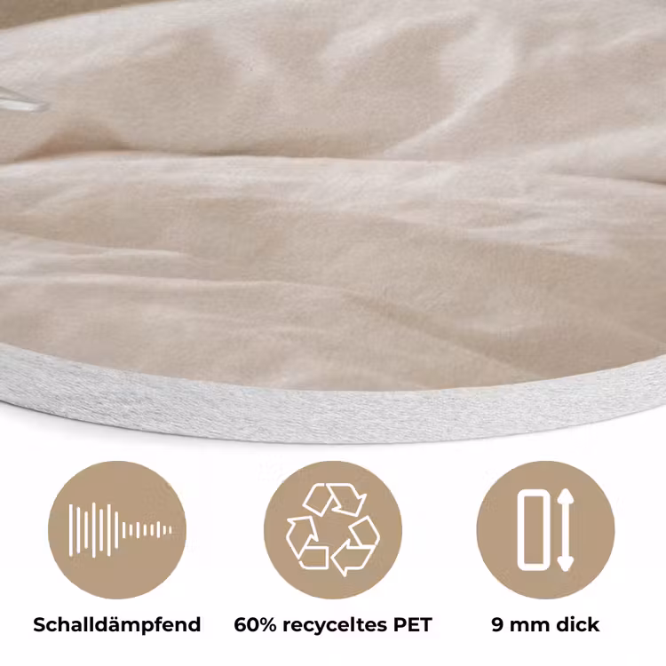 Champagne - Bed - Bubbels Akoestische PET Vilt - Rond klein -closeup_DE