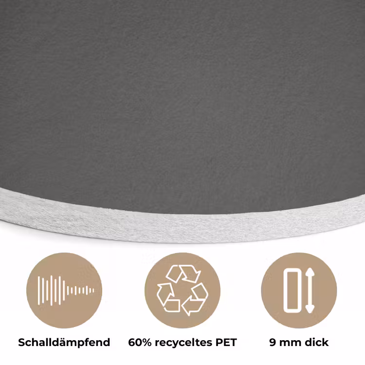 Charcoal - Grijs- Grey Akoestische PET Vilt - Rond klein 838 -closeup_DE