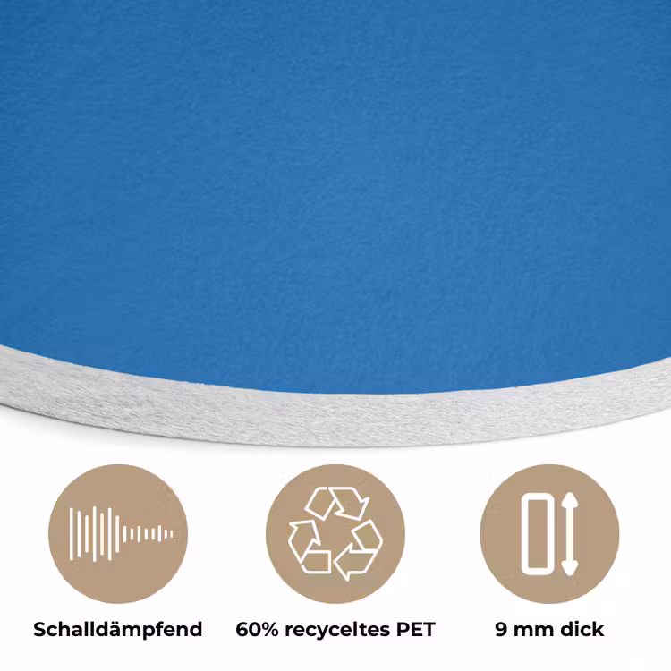 Classic - Azure - Blauw Akoestische PET Vilt - Rond klein 838 -closeup_DE