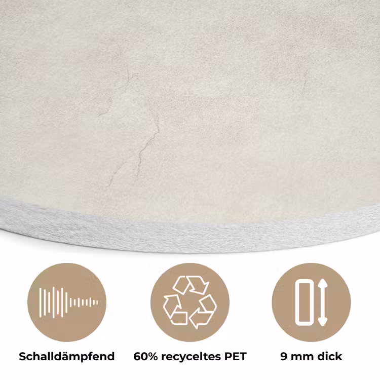 Crème - Egaal - Beton Akoestische PET Vilt - Rond klein 838 -closeup_DE