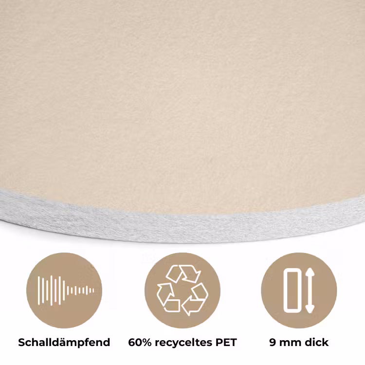 Cream - Nude - Neutraal Akoestische PET Vilt - Rond klein 838 -closeup_DE