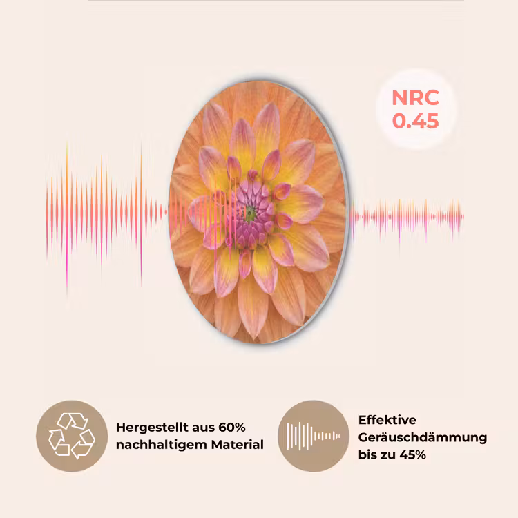 Dahlia - Bloem - Oranje Akoestische PET Vilt - Rond klein -USP_DE