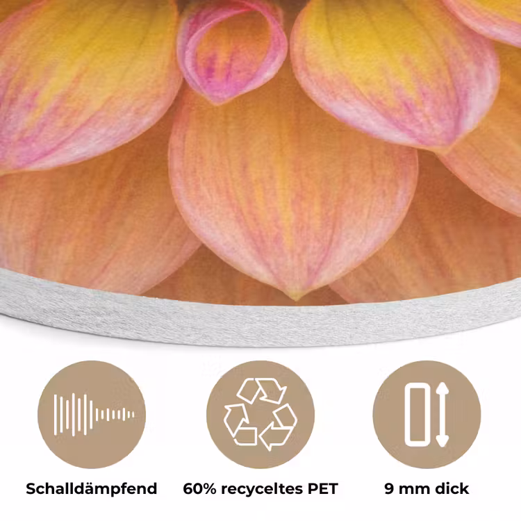 Dahlia - Bloem - Oranje Akoestische PET Vilt - Rond klein -closeup_DE