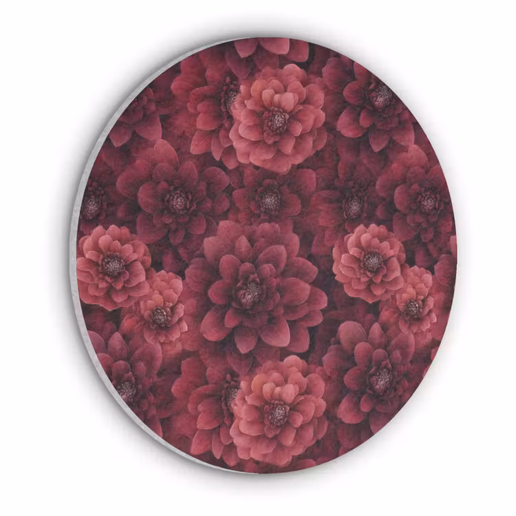 Dahlias - Bloemen - Rood Akoestische PET Vilt - Rond klein 838 -3d