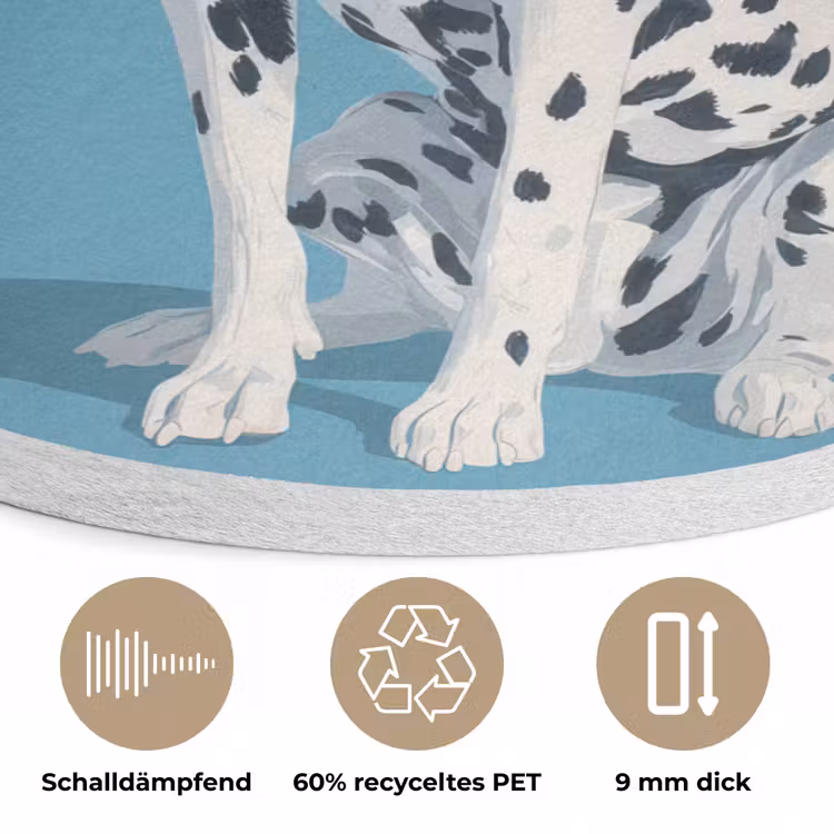 Dalmatiër - Zonnebril - Blauw Akoestische PET Vilt - Rond klein -closeup_DE