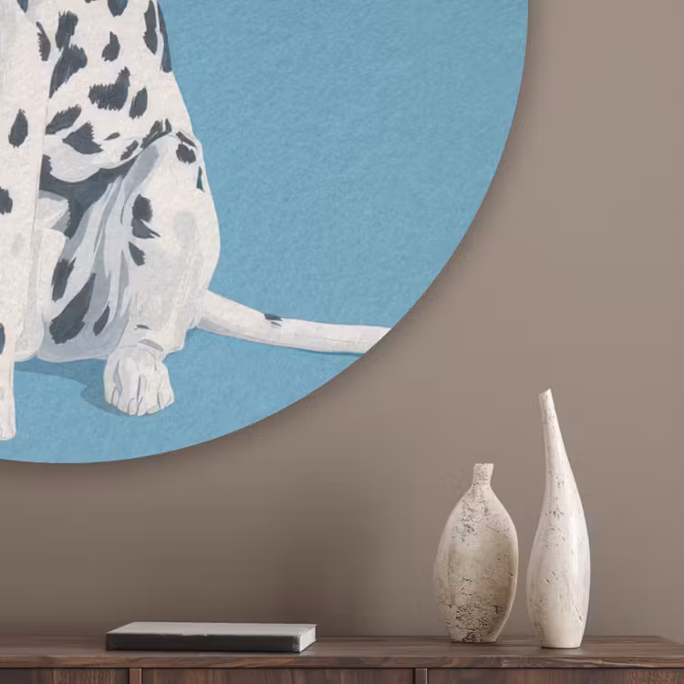 Dalmatiër - Zonnebril - Blauw Akoestische PET Vilt - Rond klein -sfeer5_closeup