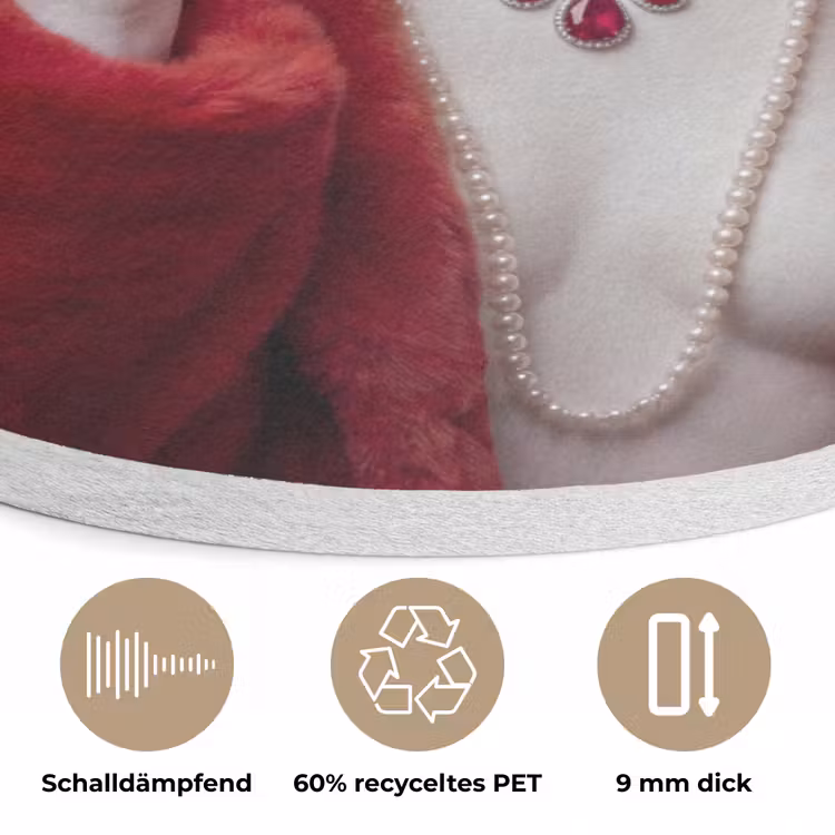 Vrouw - Bontjas - Mode - Klassiek - Rood Akoestische PET Vilt - Rond klein -closeup_DE