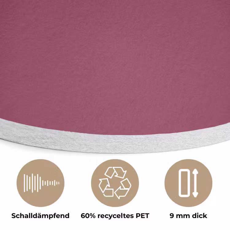 Deep - Rasberry - Rood Akoestische PET Vilt - Rond klein 838 -closeup_DE