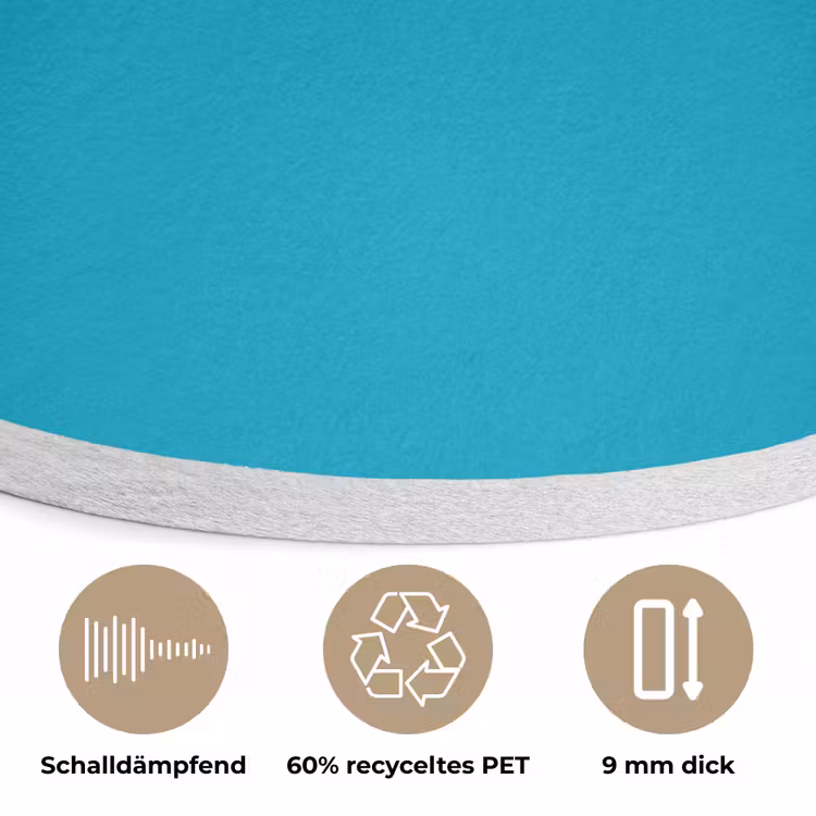 Deep - Turquoise - Turkoois Akoestische PET Vilt - Rond klein 838 -closeup_DE