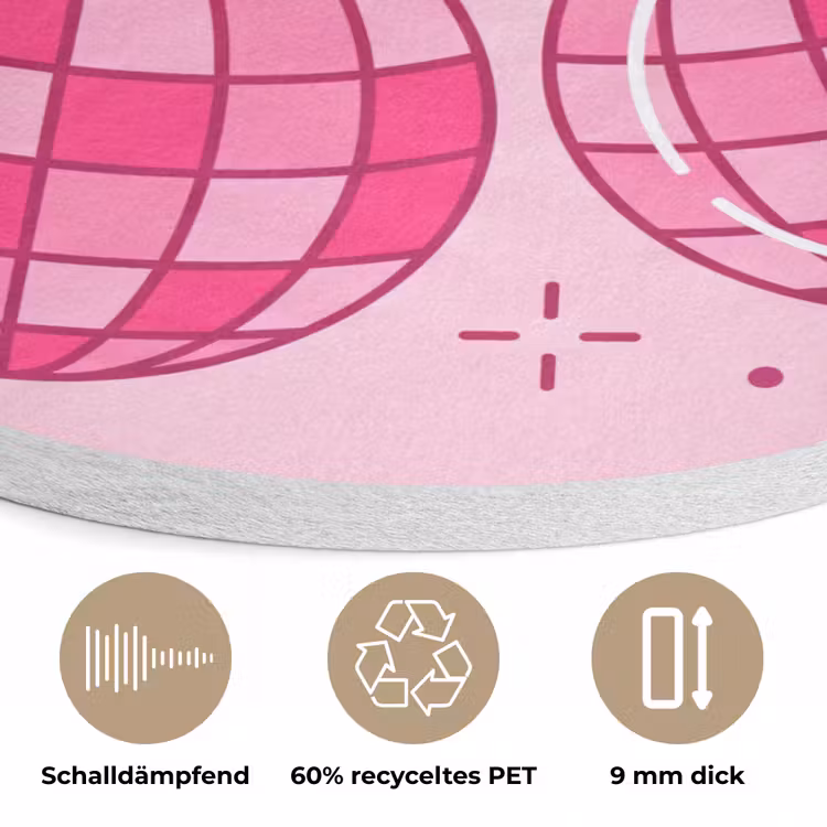 Decoratie - Disco-bal - Feest - Roze Akoestische PET Vilt - Rond klein -closeup_DE