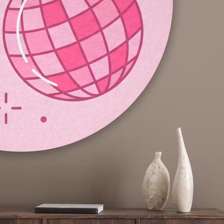 Decoratie - Disco-bal - Feest - Roze Akoestische PET Vilt - Rond klein -sfeer5_closeup