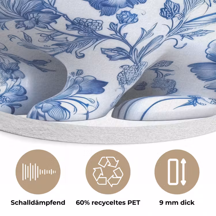 Delftsblauw - Haasje - Wit Akoestische PET Vilt - Rond klein -closeup_DE