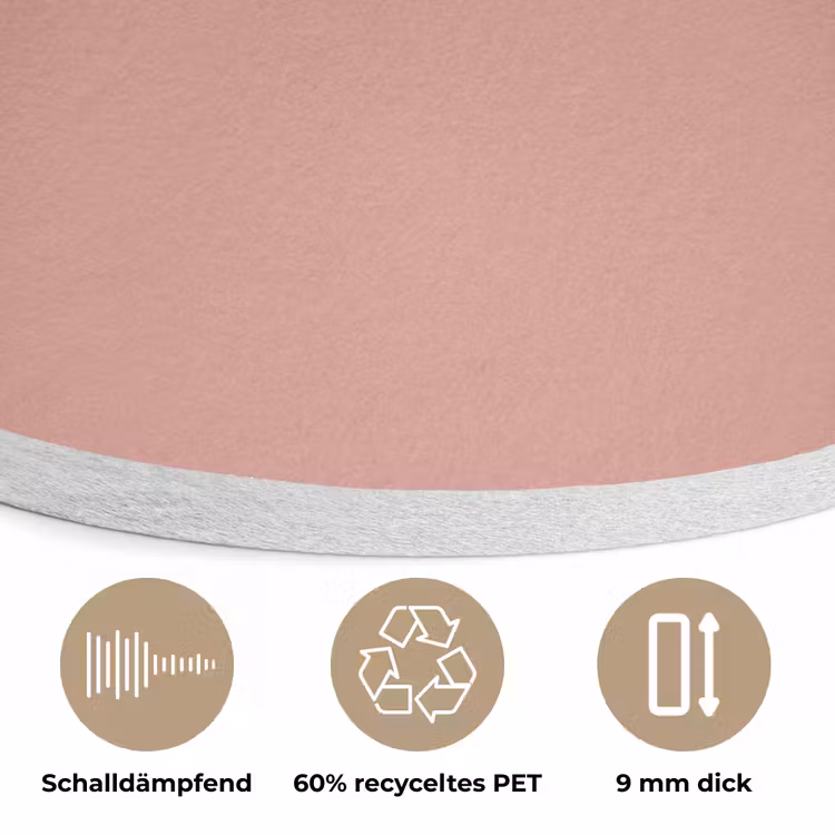 Muted - Salmon - Koraal Akoestische PET Vilt - Rond klein 838 -closeup_DE