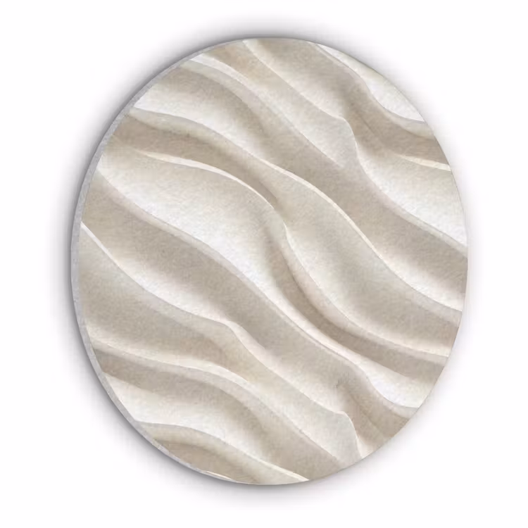 Diagonaal - Golven - Crème Akoestische PET Vilt - Rond klein 838 -3d