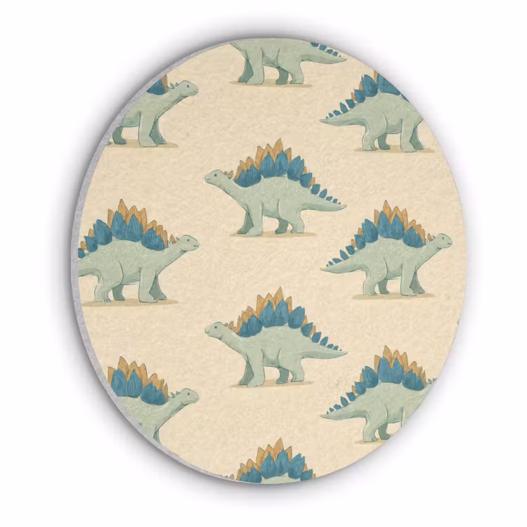 Dino - Patroon - Groen Akoestische PET Vilt - Rond klein 838 -3d