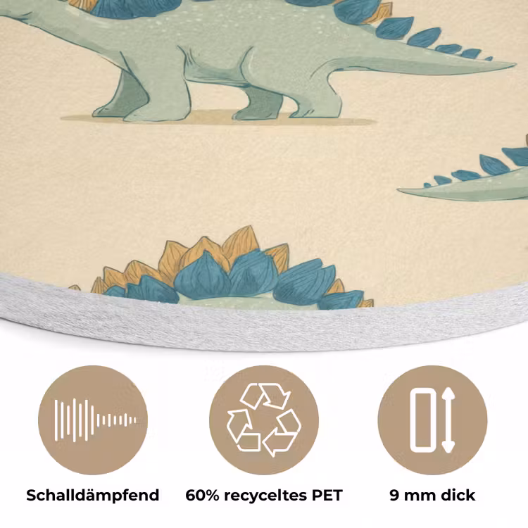 Dino - Patroon - Groen Akoestische PET Vilt - Rond klein 838 -closeup_DE