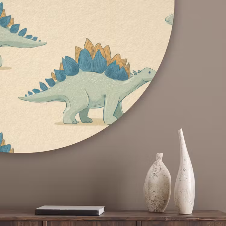 Dino - Patroon - Groen Akoestische PET Vilt - Rond klein 838 -sfeer5_closeup