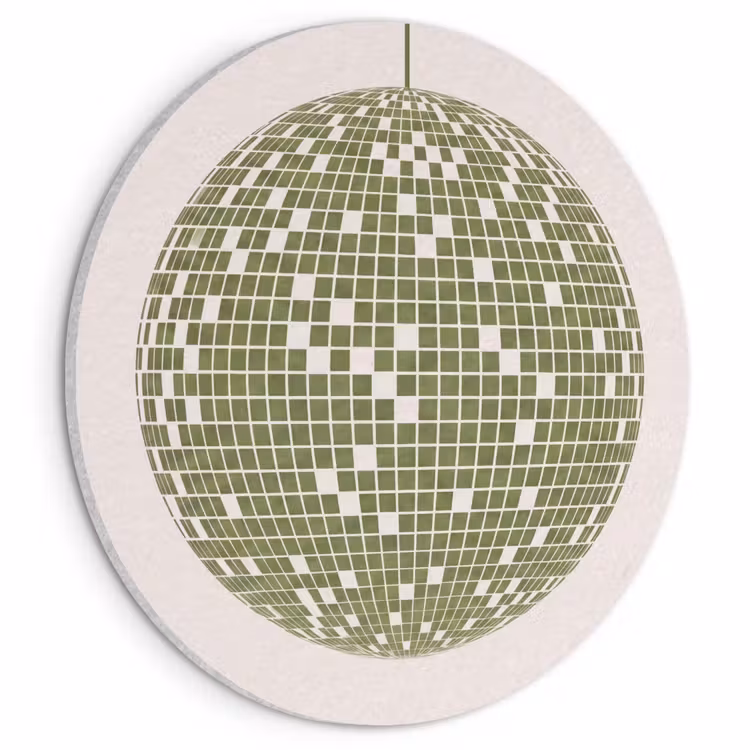 Disco - Bal - Groen - Abstract - Modern Akoestische PET Vilt - Rond klein -3d
