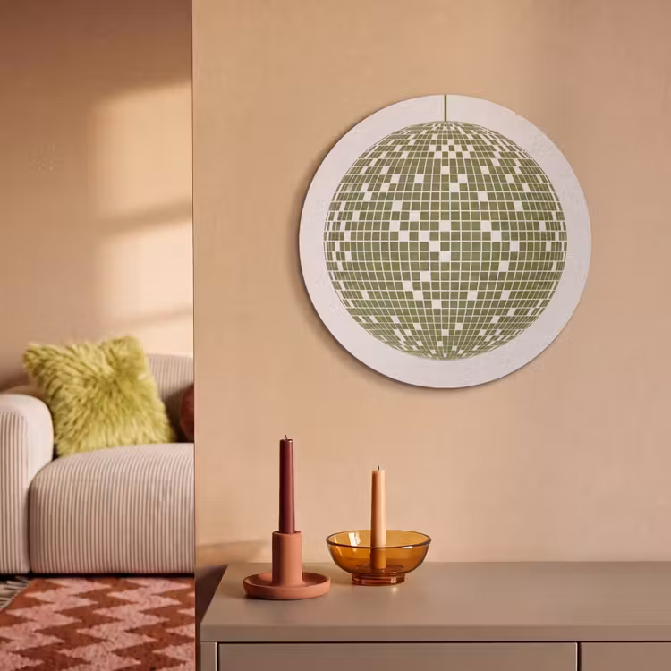 Disco - Bal - Groen - Abstract - Modern Akoestische PET Vilt - Rond klein -sfeer1
