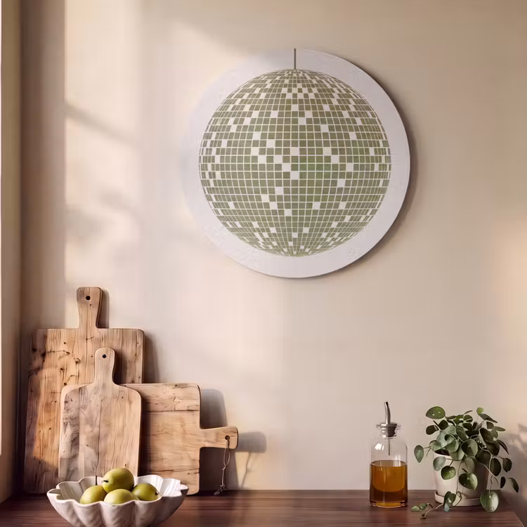 Disco - Bal - Groen - Abstract - Modern Akoestische PET Vilt - Rond klein -sfeer2