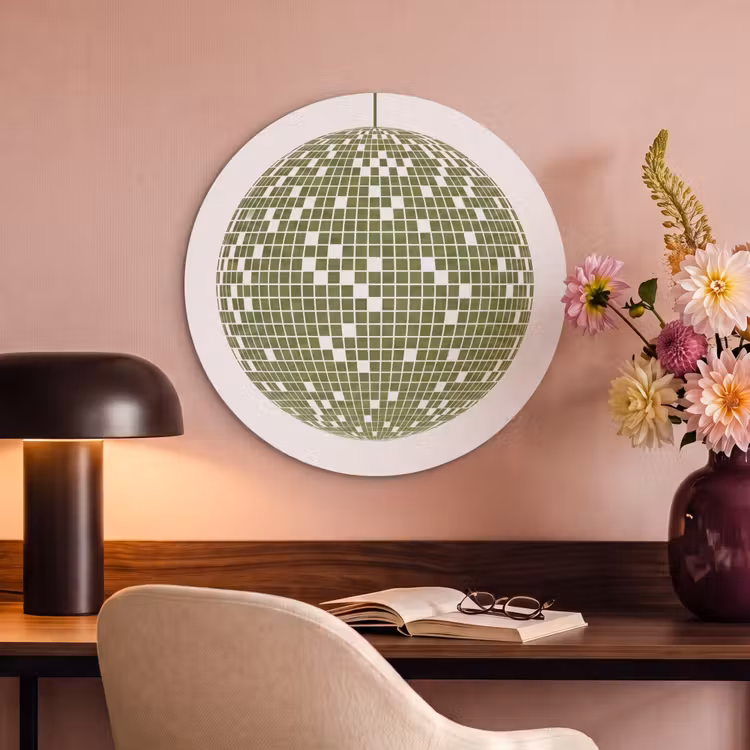 Disco - Bal - Groen - Abstract - Modern Akoestische PET Vilt - Rond klein -sfeer3