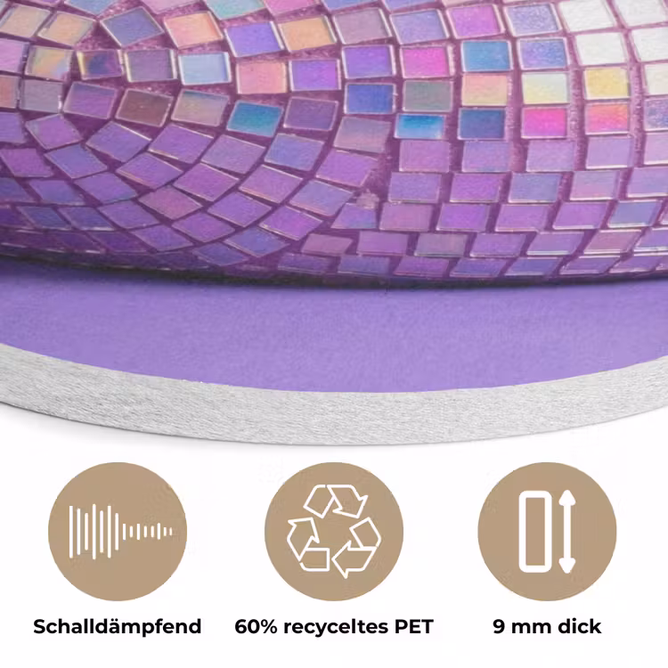 Disco - Eend - Paars Akoestische PET Vilt - Rond klein -closeup_DE
