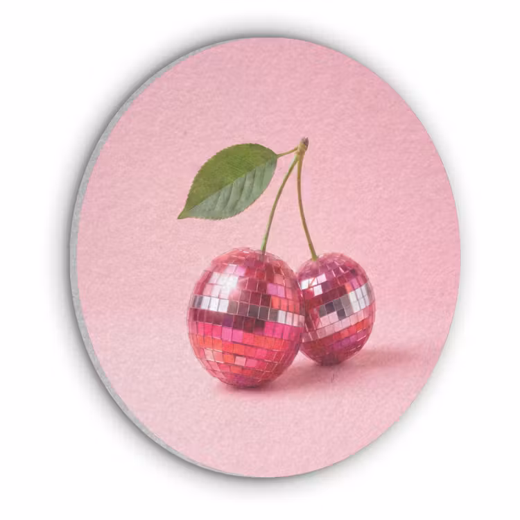 Disco - Kersen - Roze Akoestische PET Vilt - Rond klein -3d