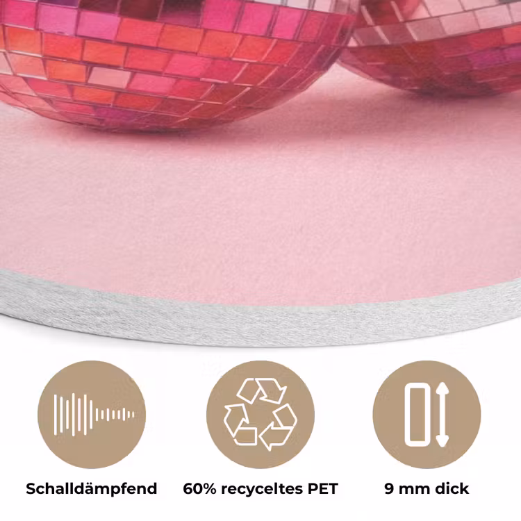 Disco - Kersen - Roze Akoestische PET Vilt - Rond klein -closeup_DE