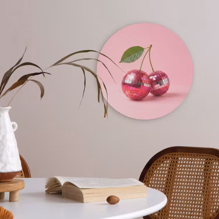 Disco - Kersen - Roze Akoestische PET Vilt - Rond klein -sfeer3