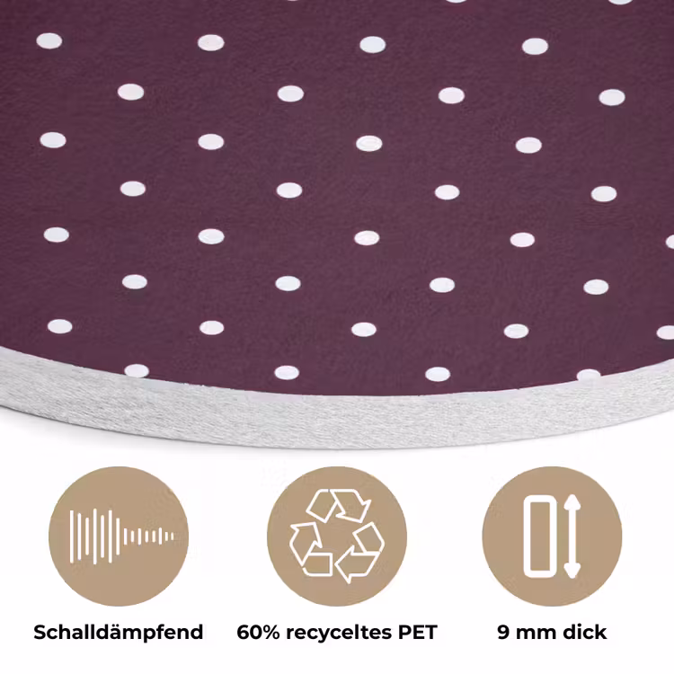 Stippen - Modern - Paars Akoestische PET Vilt - Rond klein 838 -closeup_DE