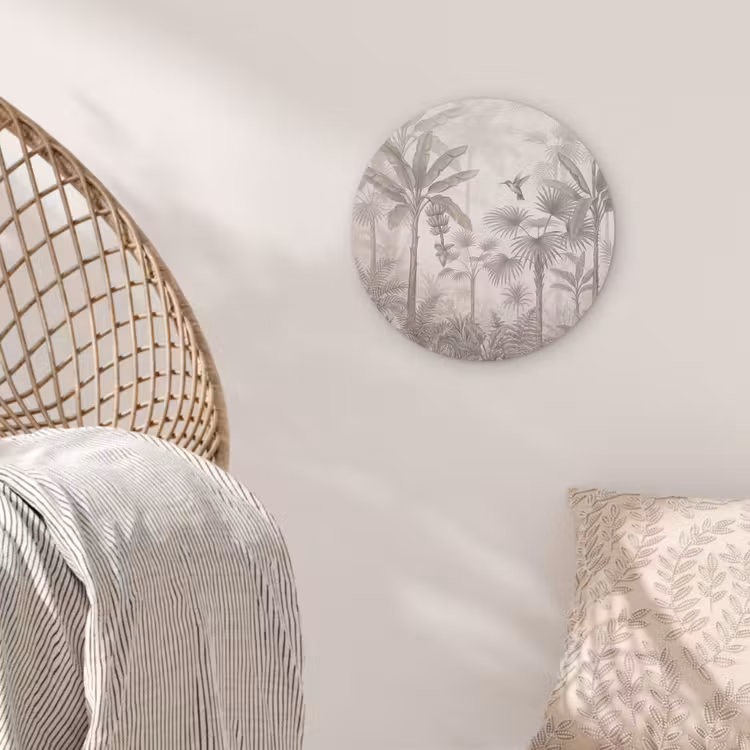 Jungle - Banenboom - Kolibrie - Beige Akoestische PET Vilt - Rond klein -sfeer4