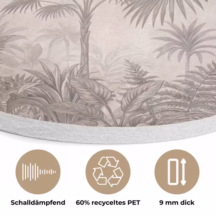 Jungle - Banenboom - Kolibrie - Beige Akoestische PET Vilt - Rond klein -closeup_DE