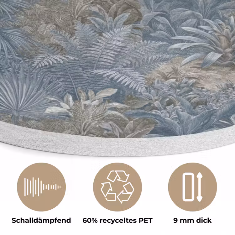Jungle - Landschap - Blauw Akoestische PET Vilt - Rond klein -closeup_DE