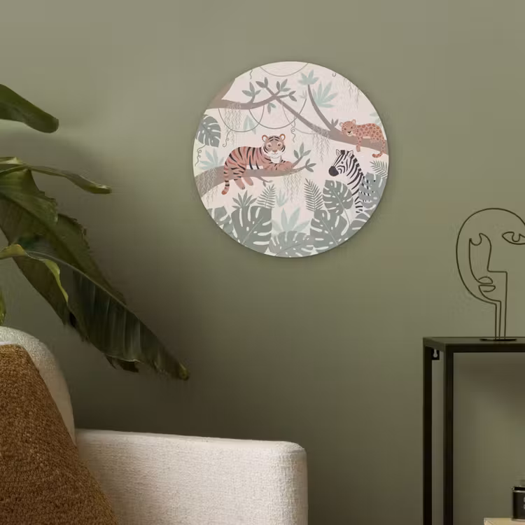 Jungle - Rustiek - Pastel Akoestische PET Vilt - Rond klein -sfeer2
