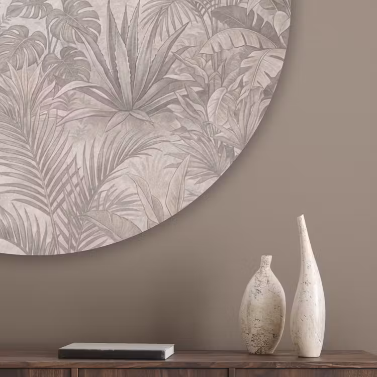 Jungle - Tropisch - Natuur -Vintage - Beige Akoestische PET Vilt - Rond klein -sfeer5_closeup