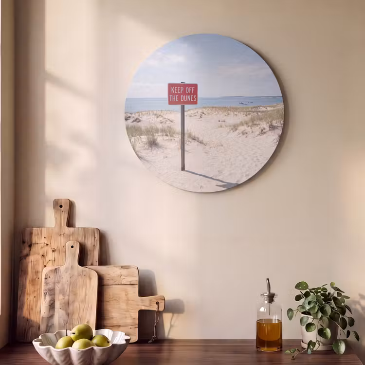 Duin - Bord - Kust - Landschap - Rood Akoestische PET Vilt - Rond klein -sfeer2