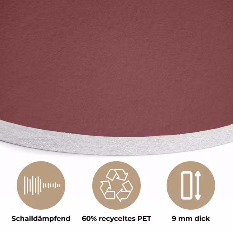 Dark - Garnet - Rood Akoestische PET Vilt - Rond klein 838 -closeup_DE