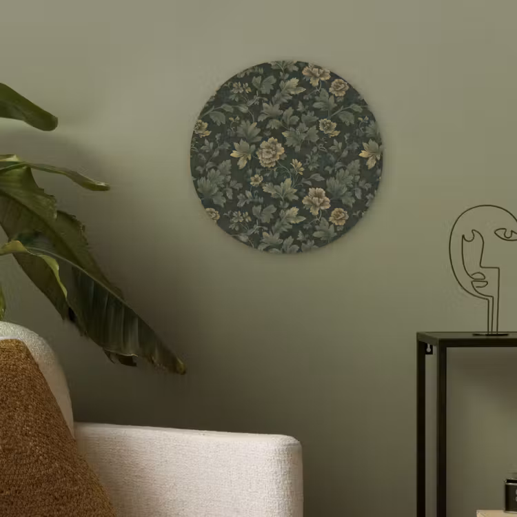 Donker - Groen - Goud - Botanisch Akoestische PET Vilt - Rond klein 838 -sfeer2