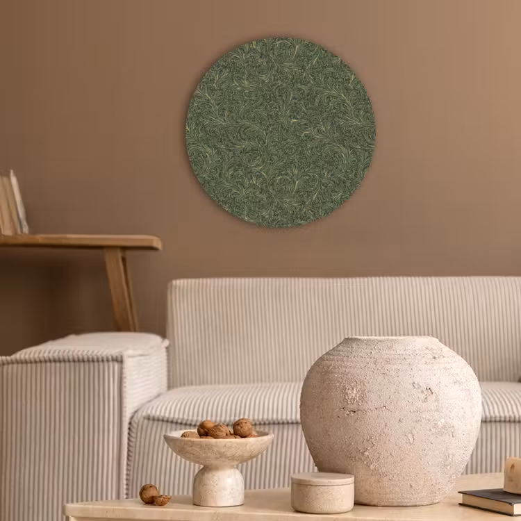 Donker - Groen - Krullend - Botanisch Akoestische PET Vilt - Rond klein 838 -sfeer1