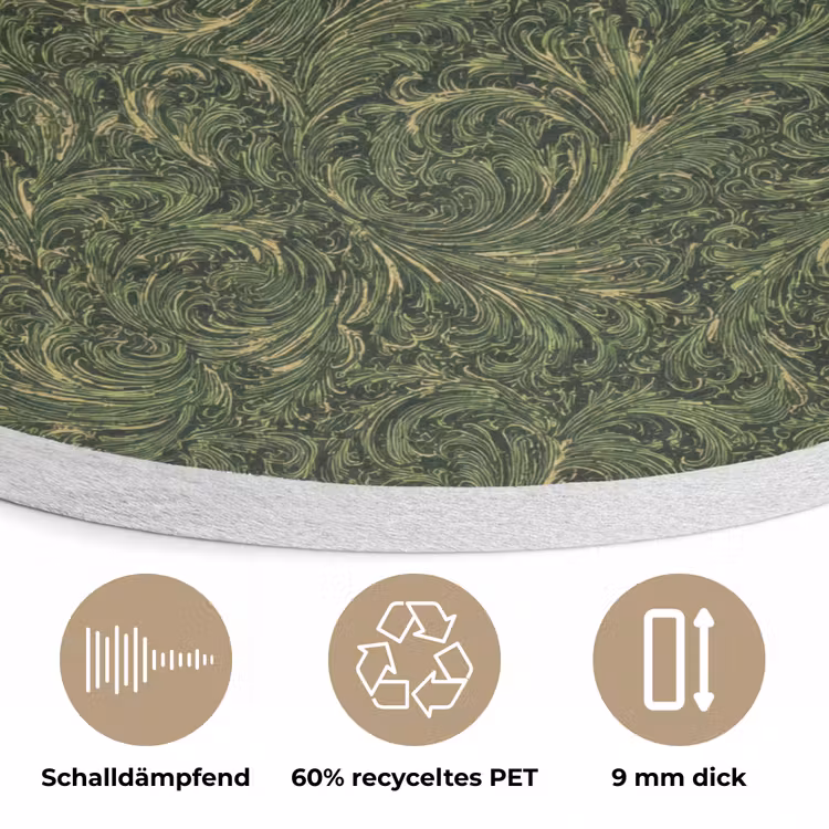 Donker - Groen - Krullend - Botanisch Akoestische PET Vilt - Rond klein 838 -closeup_DE