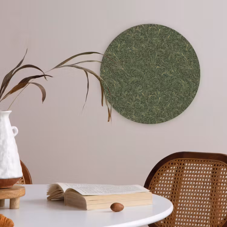 Donker - Groen - Krullend - Botanisch Akoestische PET Vilt - Rond klein 838 -sfeer3