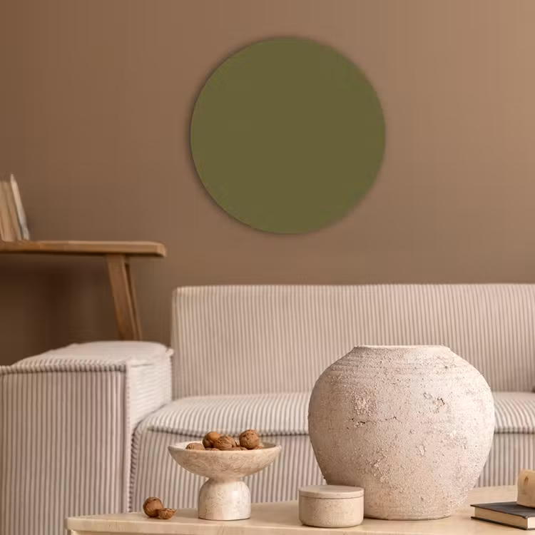 Dark - Olive - Groen Akoestische PET Vilt - Rond klein 838 -sfeer1
